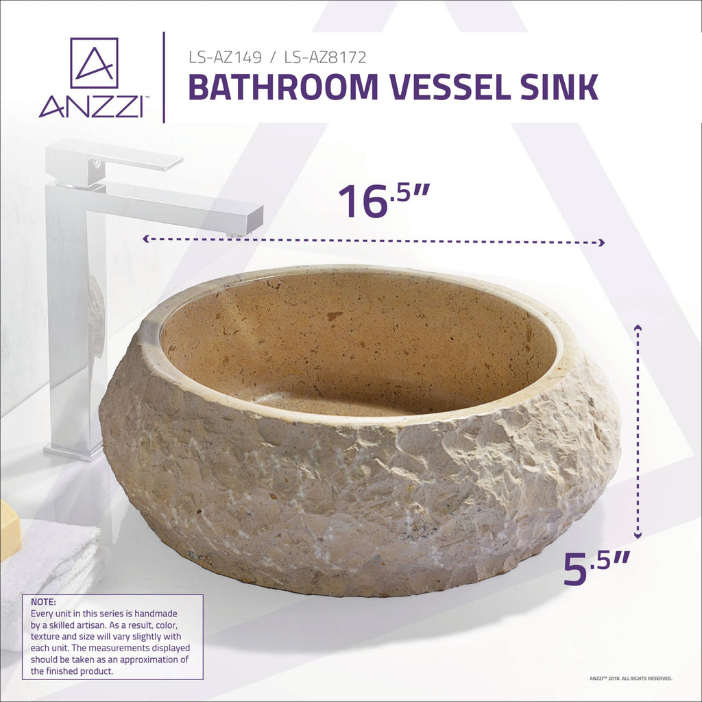 Desert Ash Vessel Sink in Classic Cream Marble F388232
