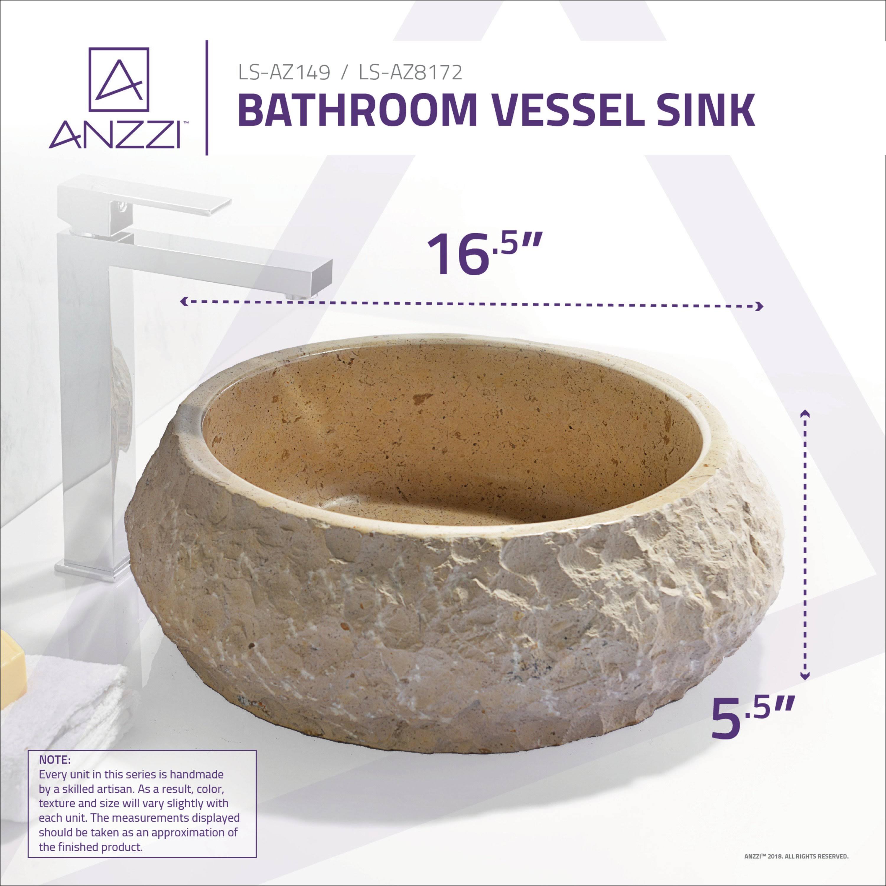 Desert Ash Vessel Sink in Classic Cream Marble F388232
