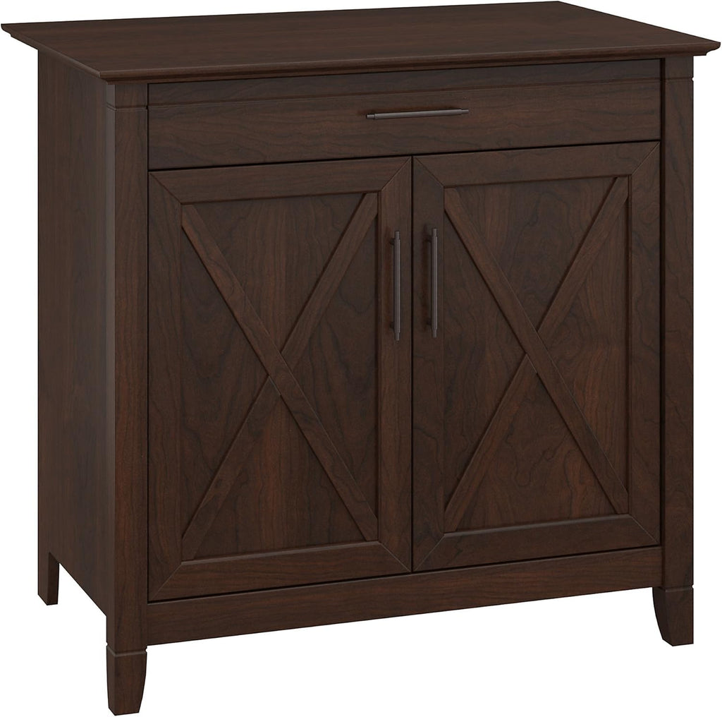 Pure White Oak Secretary Desk with Keyboard Tray and Storage Cabinet V2835