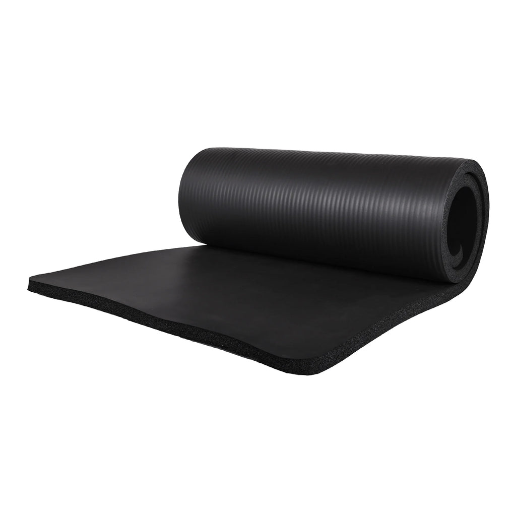 Black Extra Thick Yoga Mat with Carry Strap K46603
