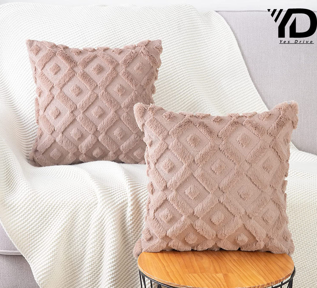 Set of 2 Soft Plush Velvet Decorative Throw Pillow Covers Square Cushion Case P92536