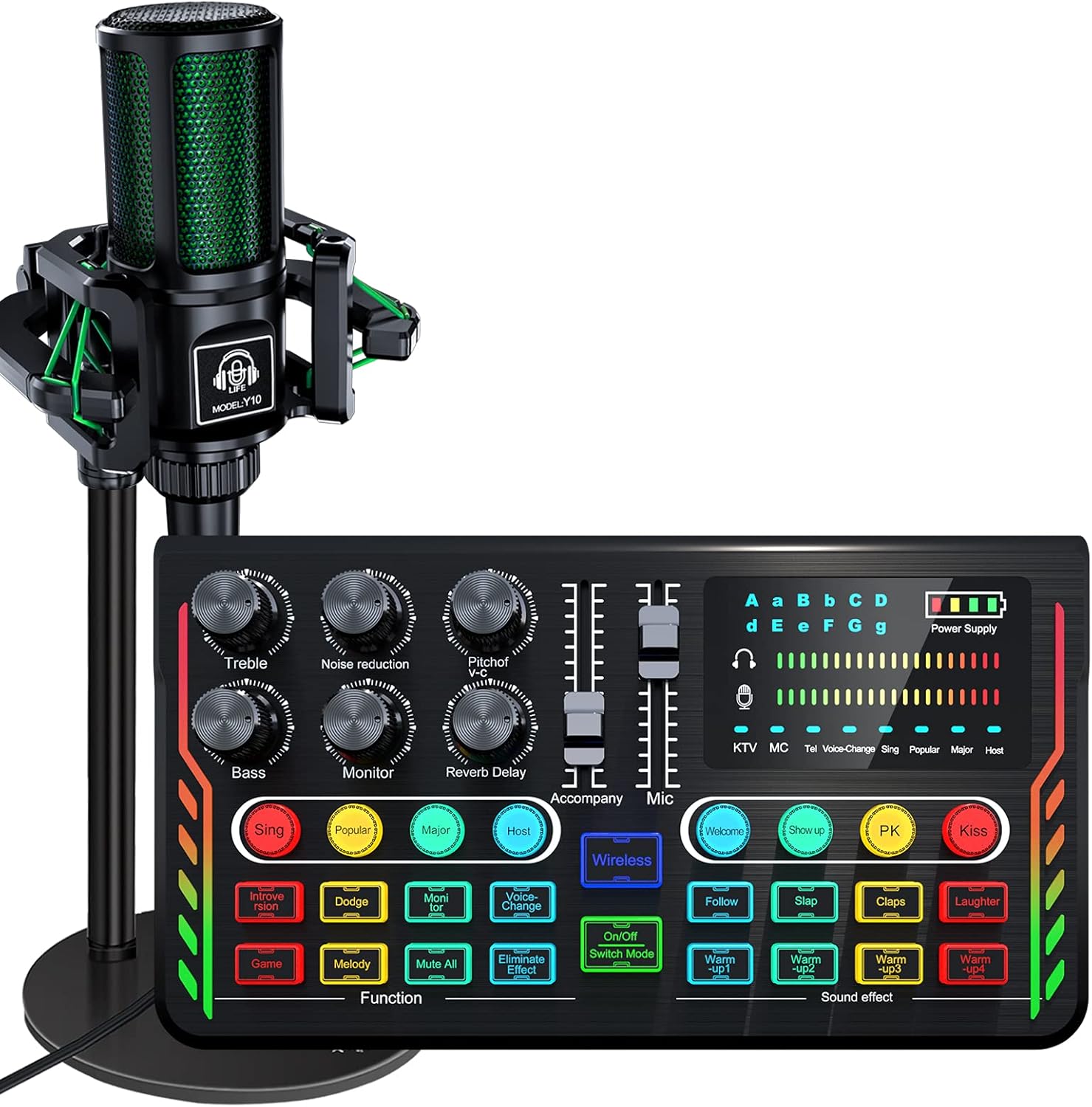 Portable XLR to 3.5mm Studio Condenser Microphone with USB Sound Card Audio Mixer Interface U478289