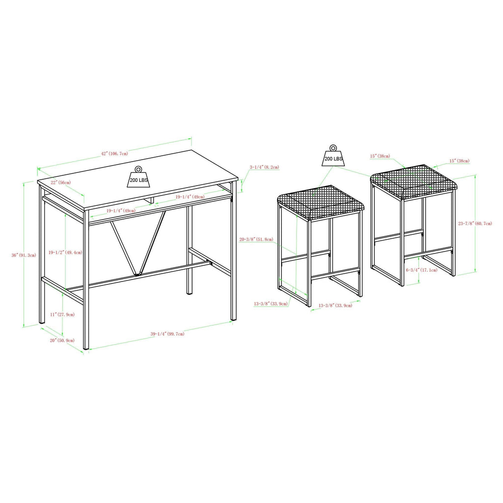 Rustic Oak 3-Piece Counter Height Dining Set U140189