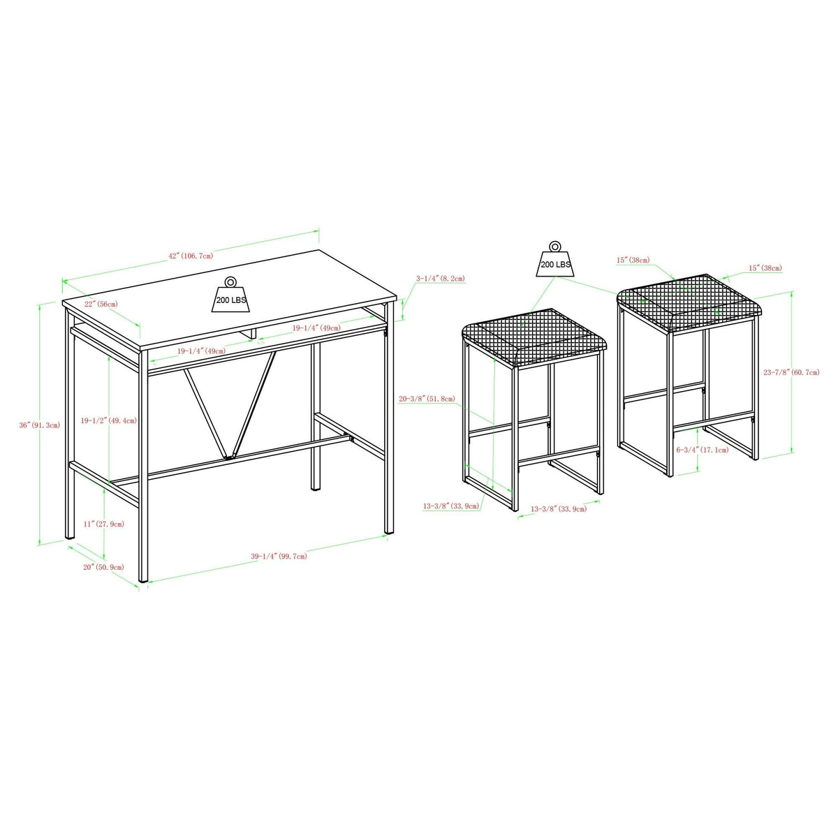Rustic Oak 3-Piece Counter Height Dining Set U140189