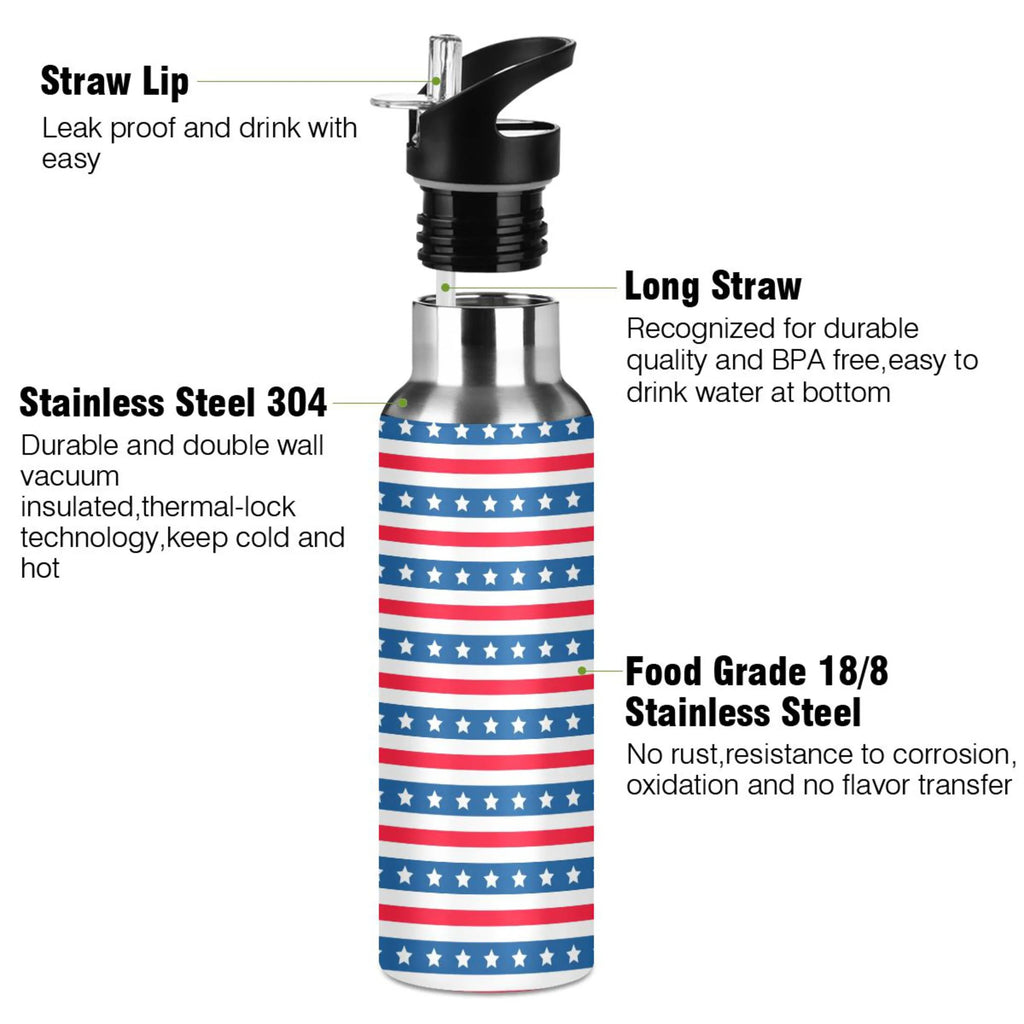 Stainless Steel Vacuum Insulated Water Bottle with Straw Lid 20 OZ E357