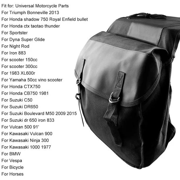Black Canvas Motorcycle Saddle Bag U6933