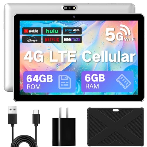 10.1 Inch 4G LTE Tablet with SIM Card Slot, 64GB ROM O5580