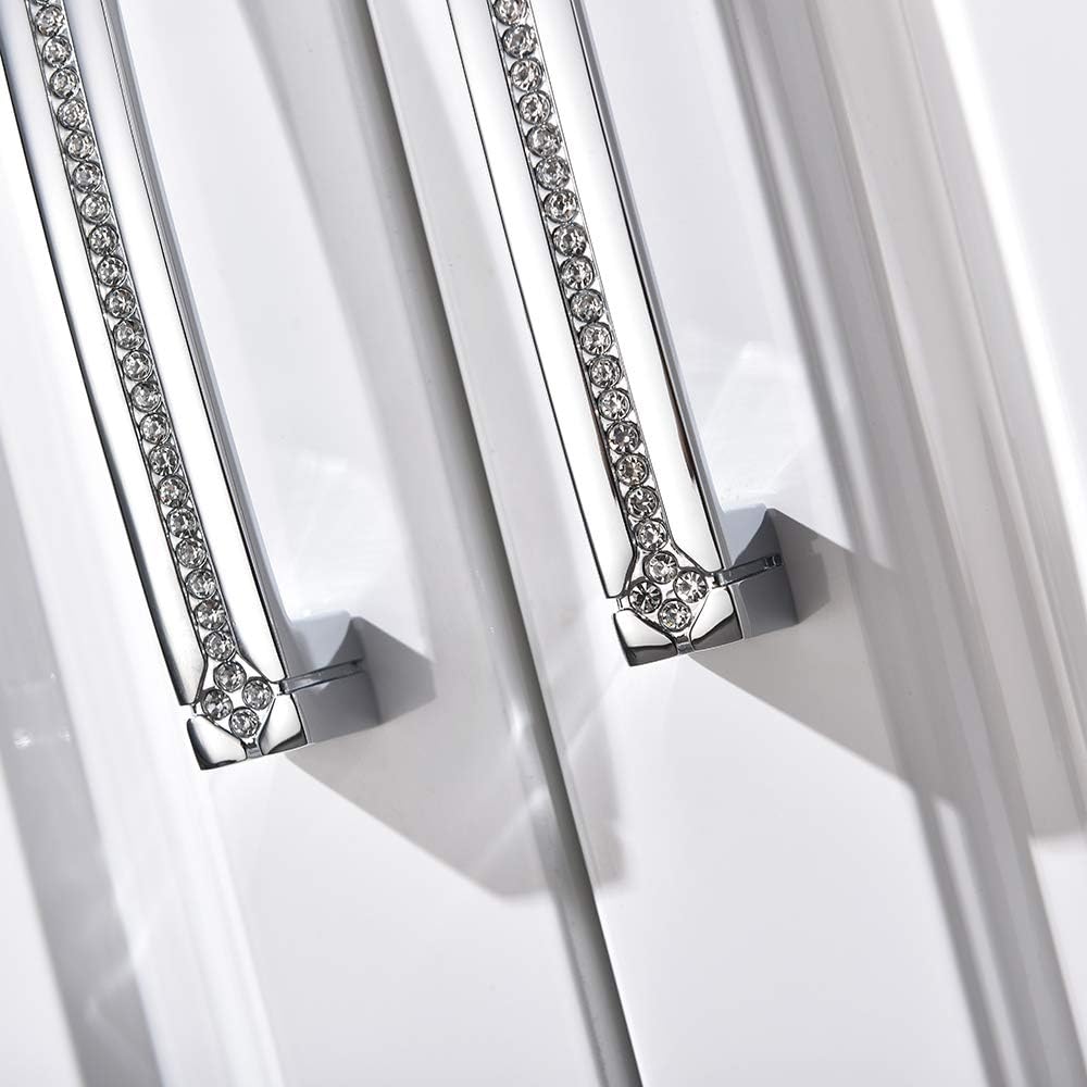 Polished Chrome Cabinet Handles with Screws, 128mm Hole Center, 2 Pack C143