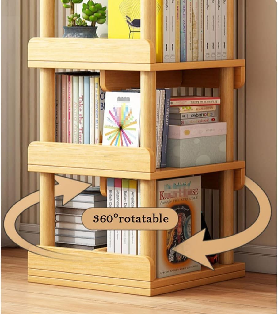360° Rotating Wooden Square Standing Bookcase Q30137