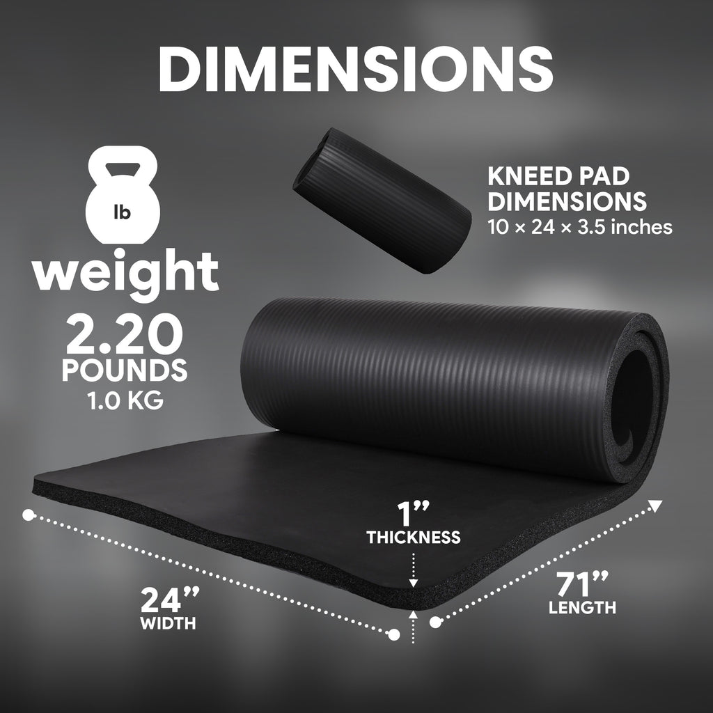 Black Extra Thick Yoga Mat with Carry Strap K46603