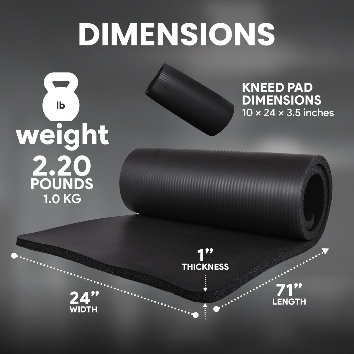 Black Extra Thick Yoga Mat with Carry Strap K46603