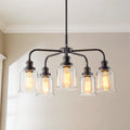 5-Light Dimmable Glass Farmhouse Chandelier J513