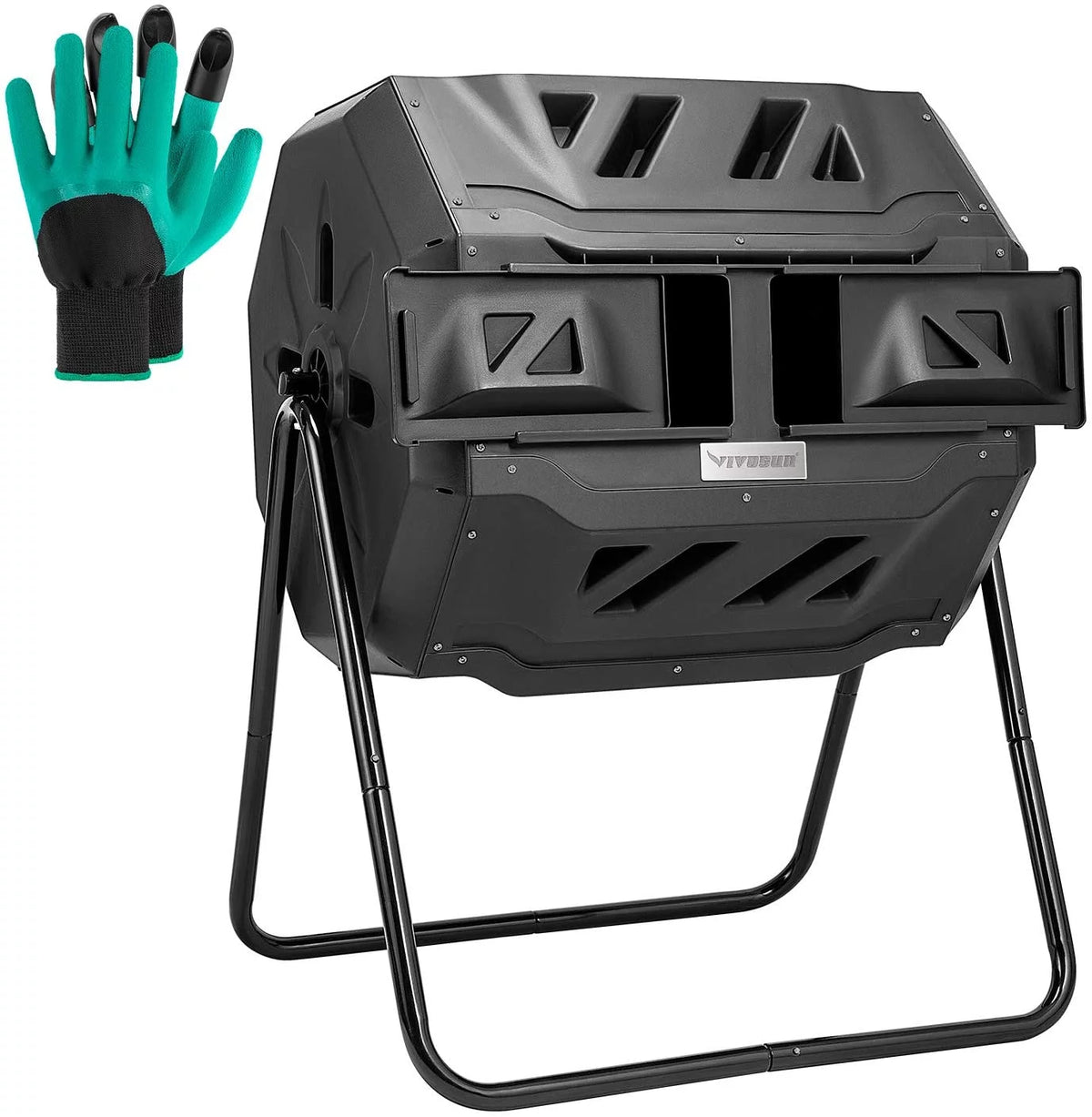 Black 43 Gallon Dual Rotating Compost Bin T70392