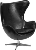 Black Leather Egg Chair with Tilt-Lock Mechanism G15256