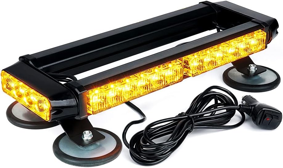 Amber White 32 LED Strobe Light Bar with Magnetic Base, Pack of 2 M94057
