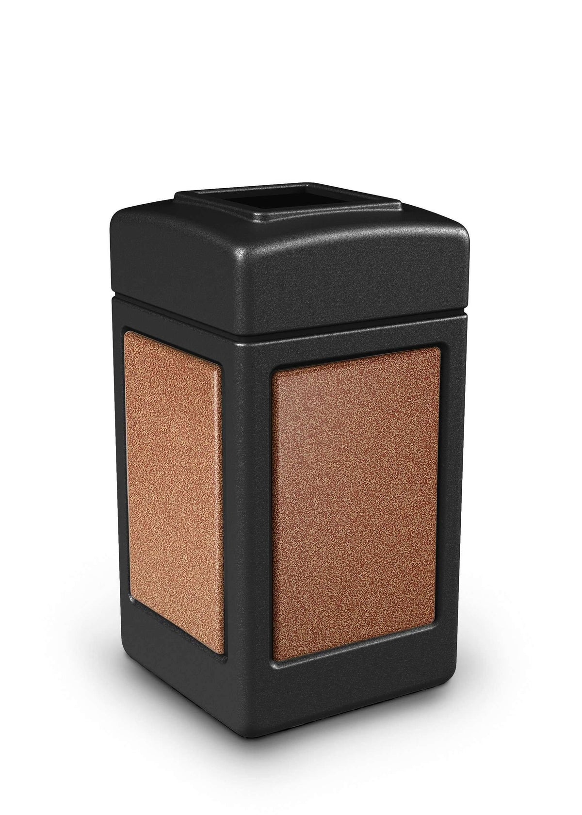 42 Gallon Black Trash Receptacle with Sedona Panels O195