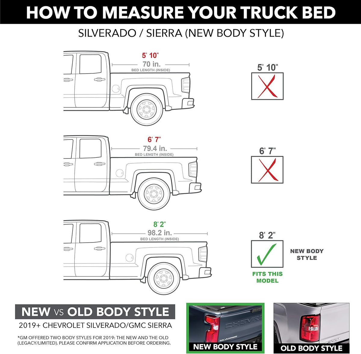Soft Tri-Fold Truck Bed Tonneau Cover for 8' 2" Bed A3745