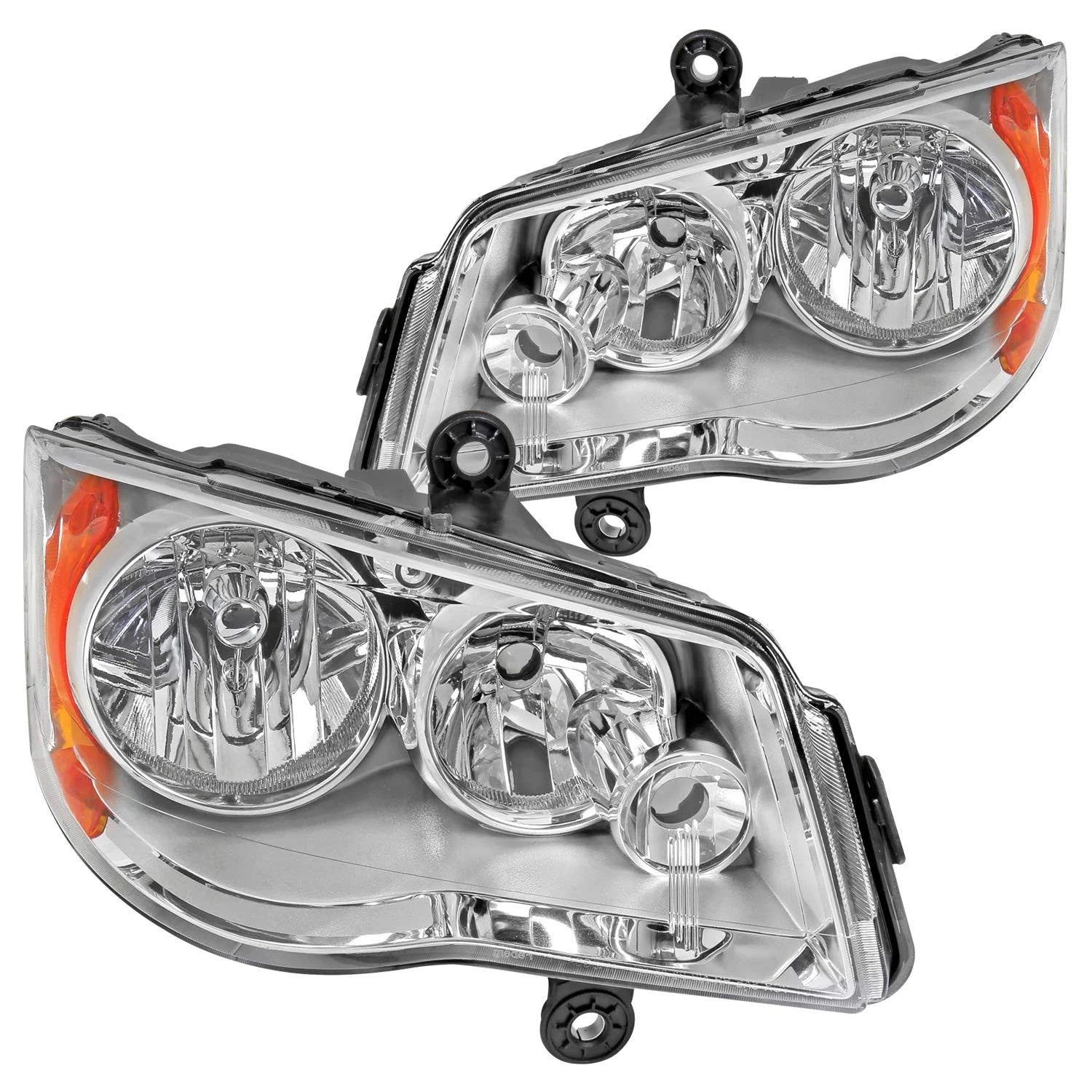 Silver Head Light Assembly Left Right Pair M8785