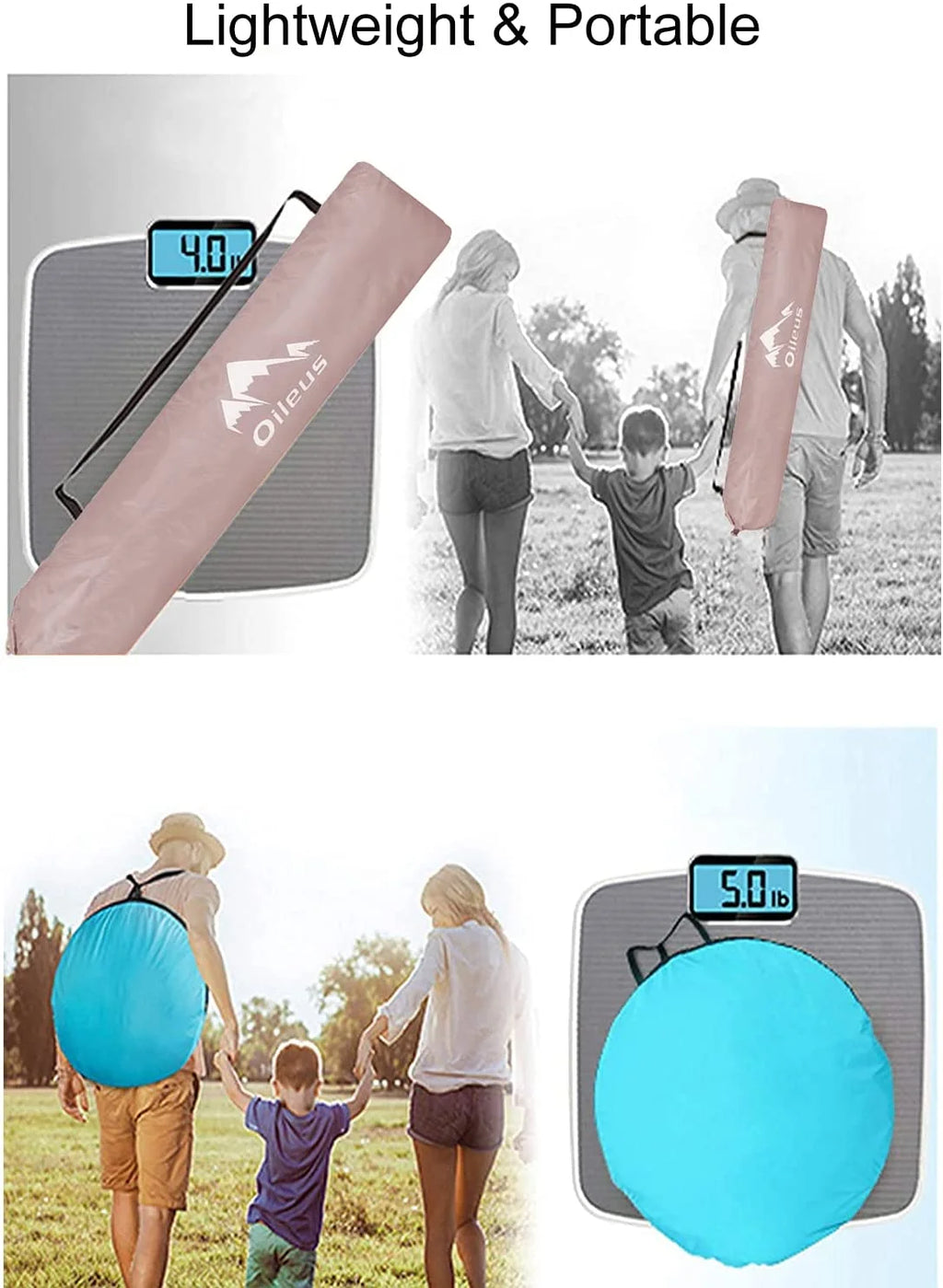 Pink 4 Person Beach Tent with Carrying Bag N951
