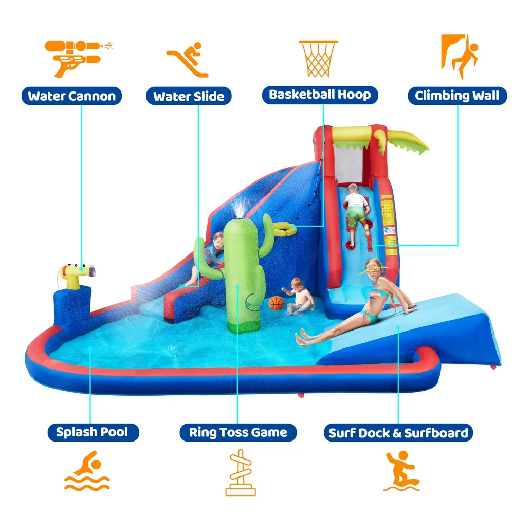 15.2′ L x 13.4′ W x 7.5′ H Inflatable Water Slide with Storage Bag & 520 W Blower V9279