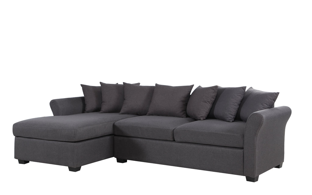 Dark Grey Linen L-Shape Sectional Sofa with Chaise Lounge G690