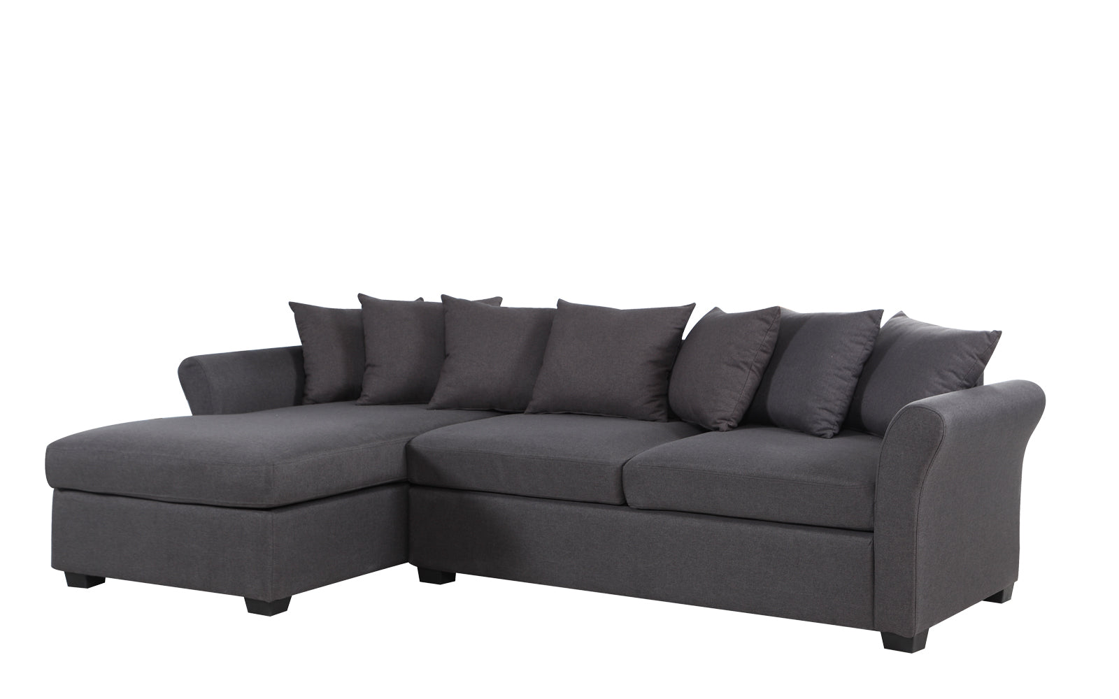 Dark Grey Linen L-Shape Sectional Sofa with Chaise Lounge G690