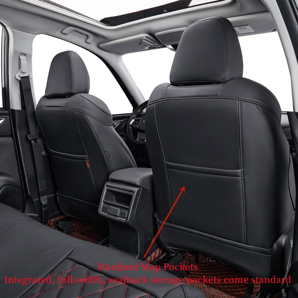 Black/Red Leatherette Full Set Car Seat Covers T93638