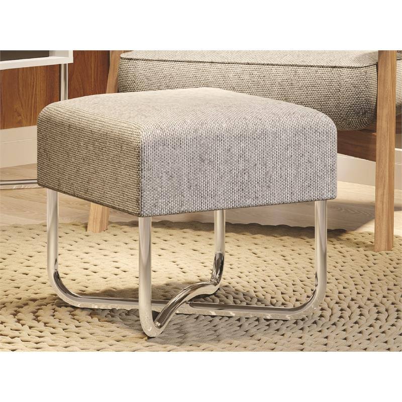Light Gray Linen Fabric Bench V648