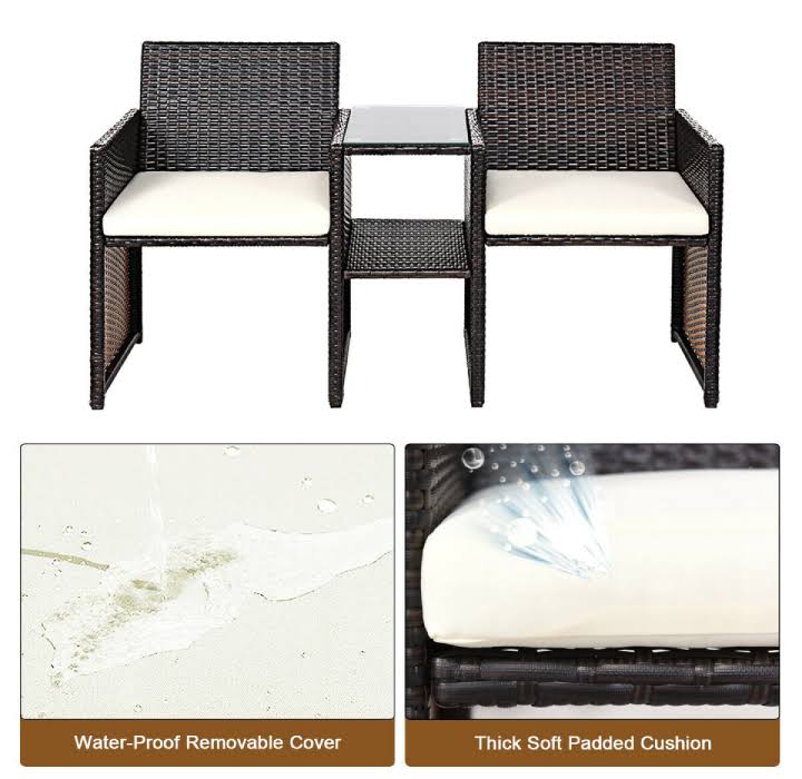 Rattan Loveseat Patio Conversational Set U7049