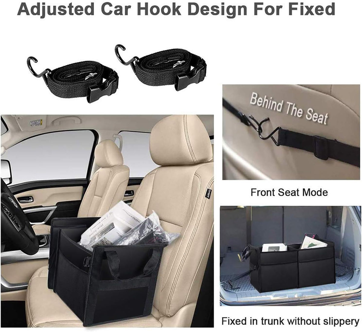 Black Collapsible Car Trunk Organizer with Insulation Cooler Bag O70786