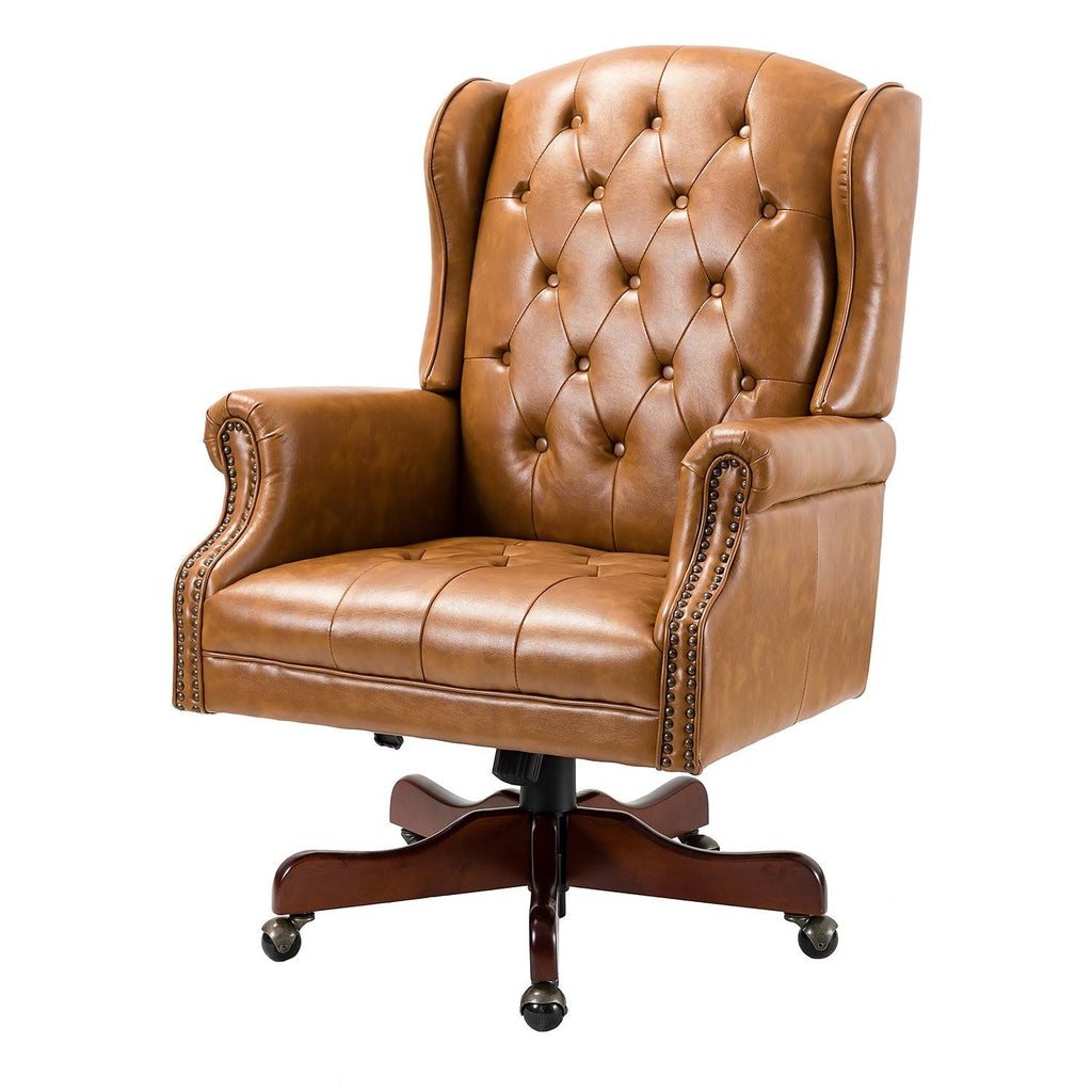 Camel Swivel Executive Chair with Tufted Back H260349