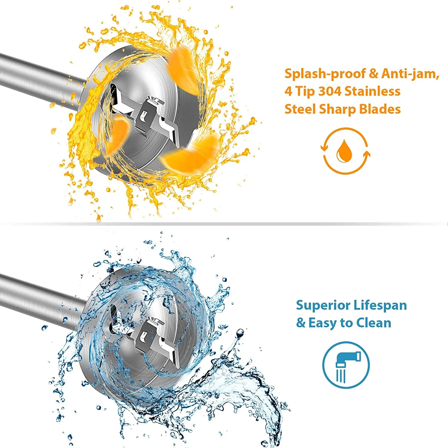 800W Stainless Steel Hand Blender with Turbo Mode K604794