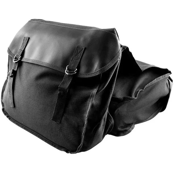 Black Canvas Motorcycle Saddle Bag U6933