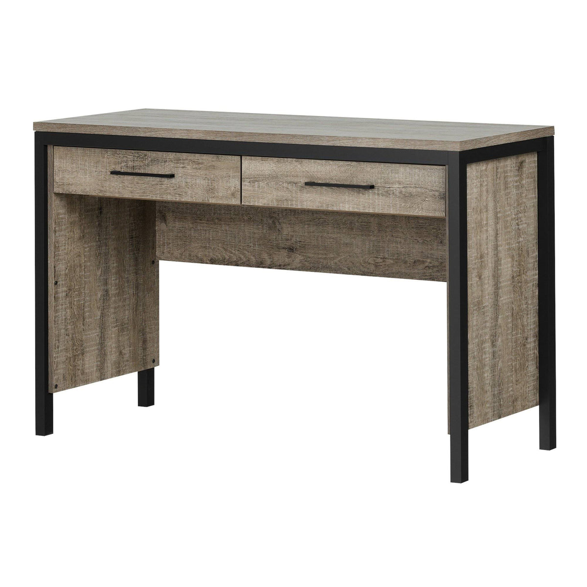 Matte Black/Weathered Oak Desk with Drawers F829