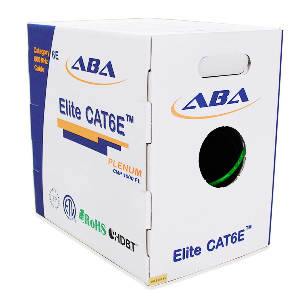 Cat6 Plenum CMP Ethernet Cable 1000ft 23AWG UTP Solid Bare Copper Yellow W49280