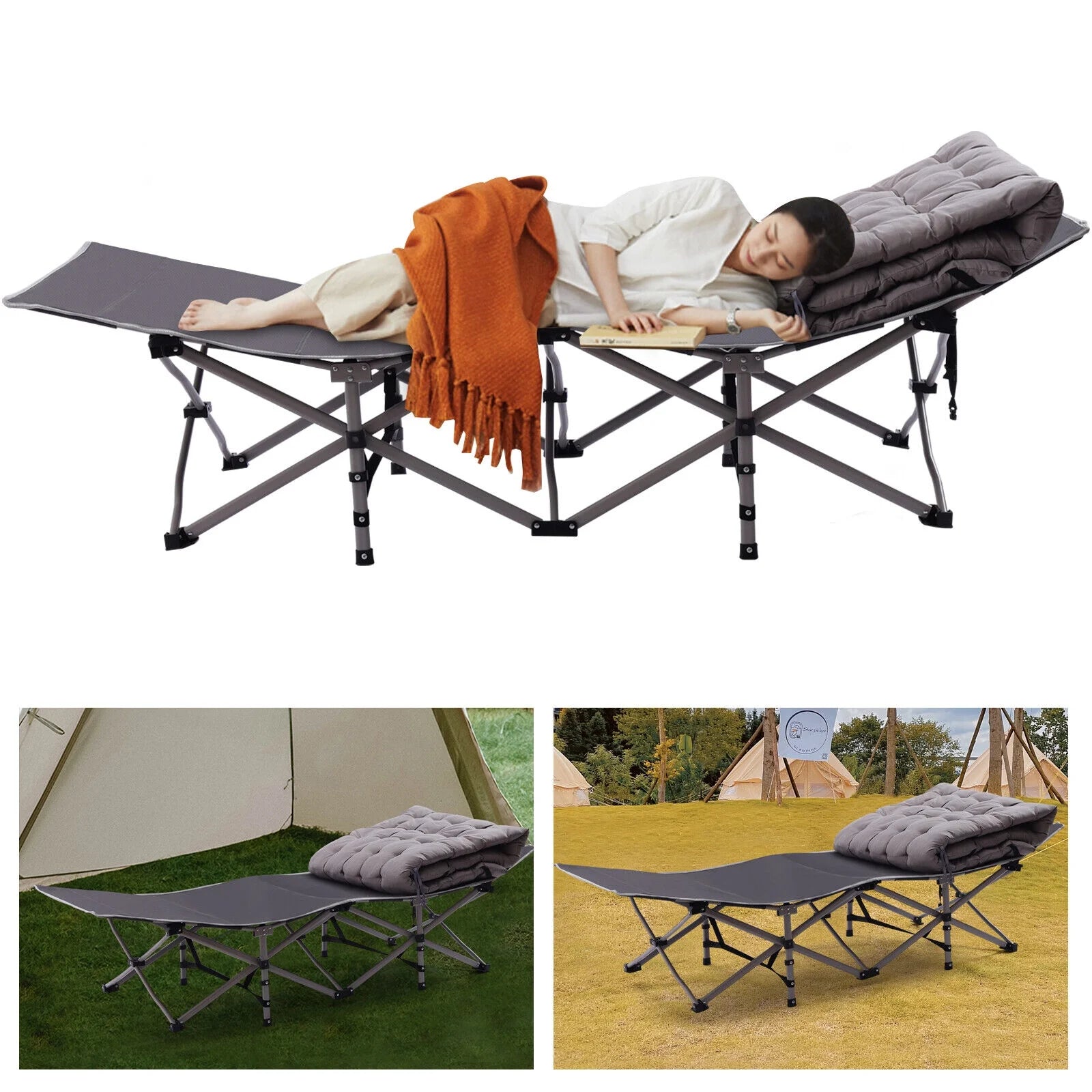 Folding Camping Cot with Mattress O6713