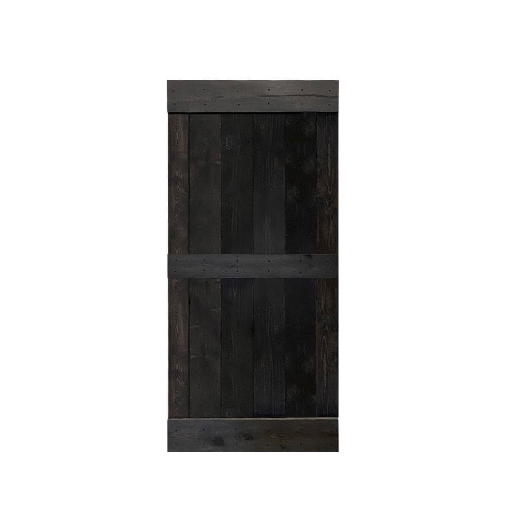 Charcoal Black 42 x 84 Solid Wood Interior Sliding Barn Door S4641