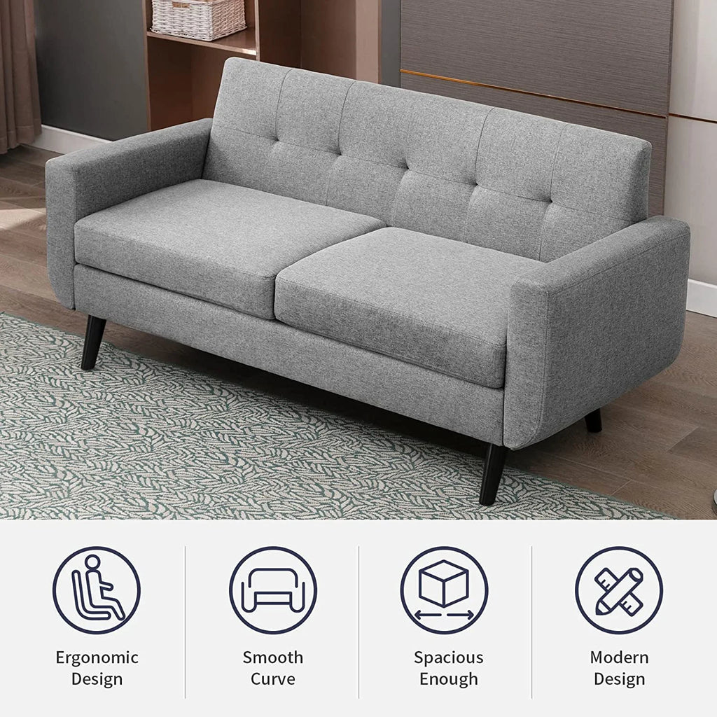 68" Futon Sofa 2-Seat Loveseat with Cushion, Light Gray W2218