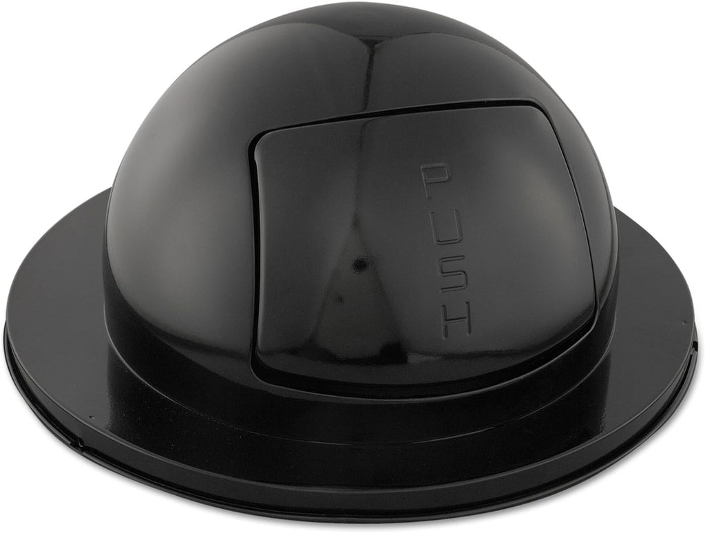 Black Round Dome Trash Can with Swing Lid K997