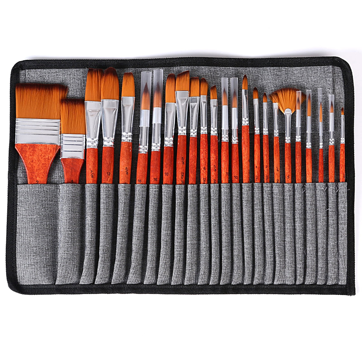 24PCS Nylon Hair Red Paint Brushes Set U448