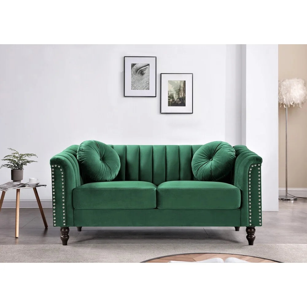 Green Tufted Back Loveseat L95665