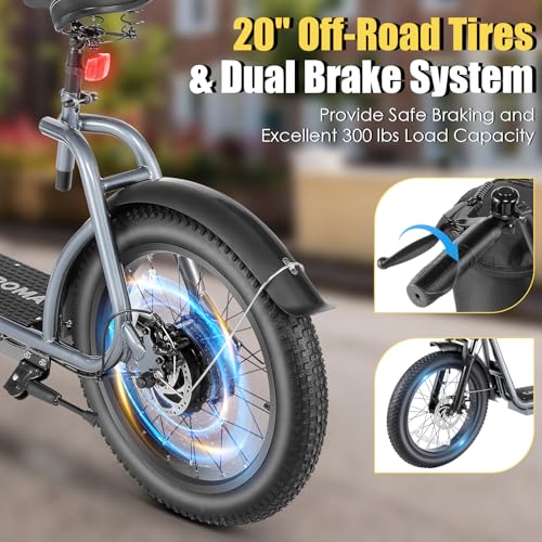 800w Electric Scooter with 20" Fat Tire, 20 MPH Top Speed, 30 Miles Range, Foldable E665863