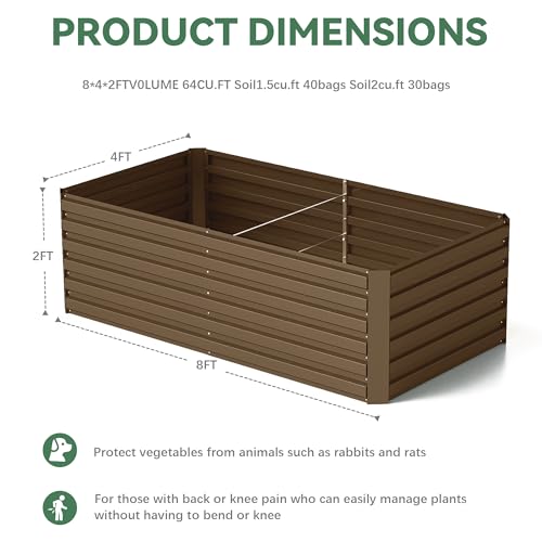 2pcs 8x4x2ft Galvanized Raised Garden Bed A7616