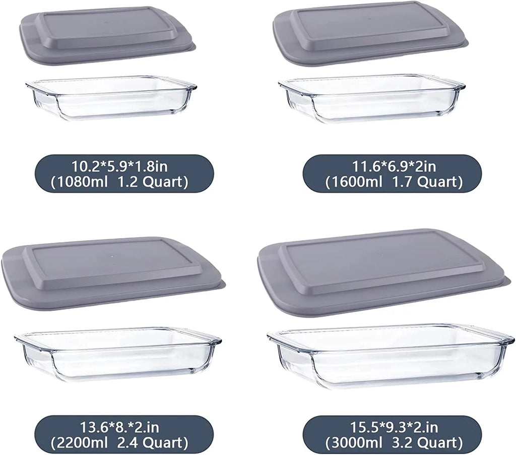 8 Piece Rectangular Glass Baking Dish Set F94866