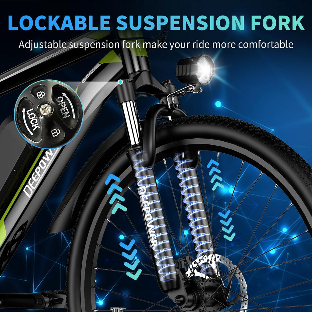 Electric Bike 500W 26" 48V 12.8Ah 21-Speed Front Fork Suspension S355