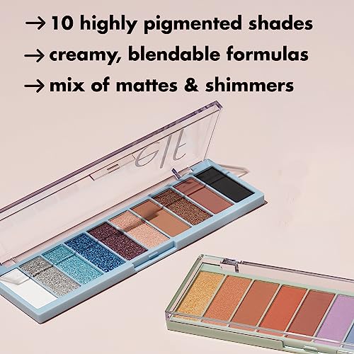 Ten Ultra-pigmented Blue & Purple Metallic Eyeshadow Palette J297344