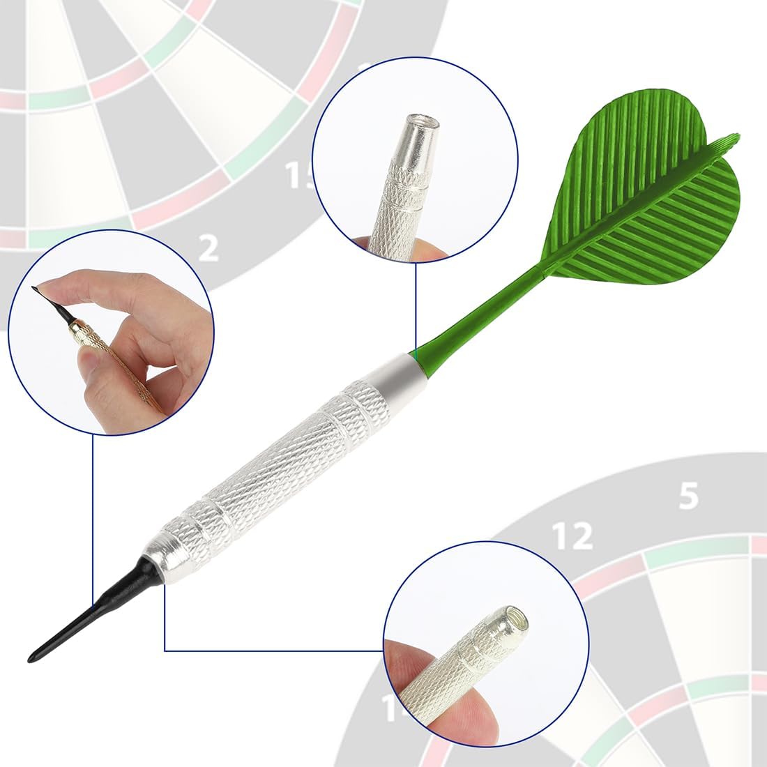 12 Pcs Dart with Plastic Soft Tip Points D116623