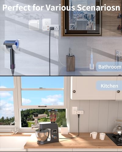 White 6AC 3USB Wall Outlet Extender with Rotating Plug I723