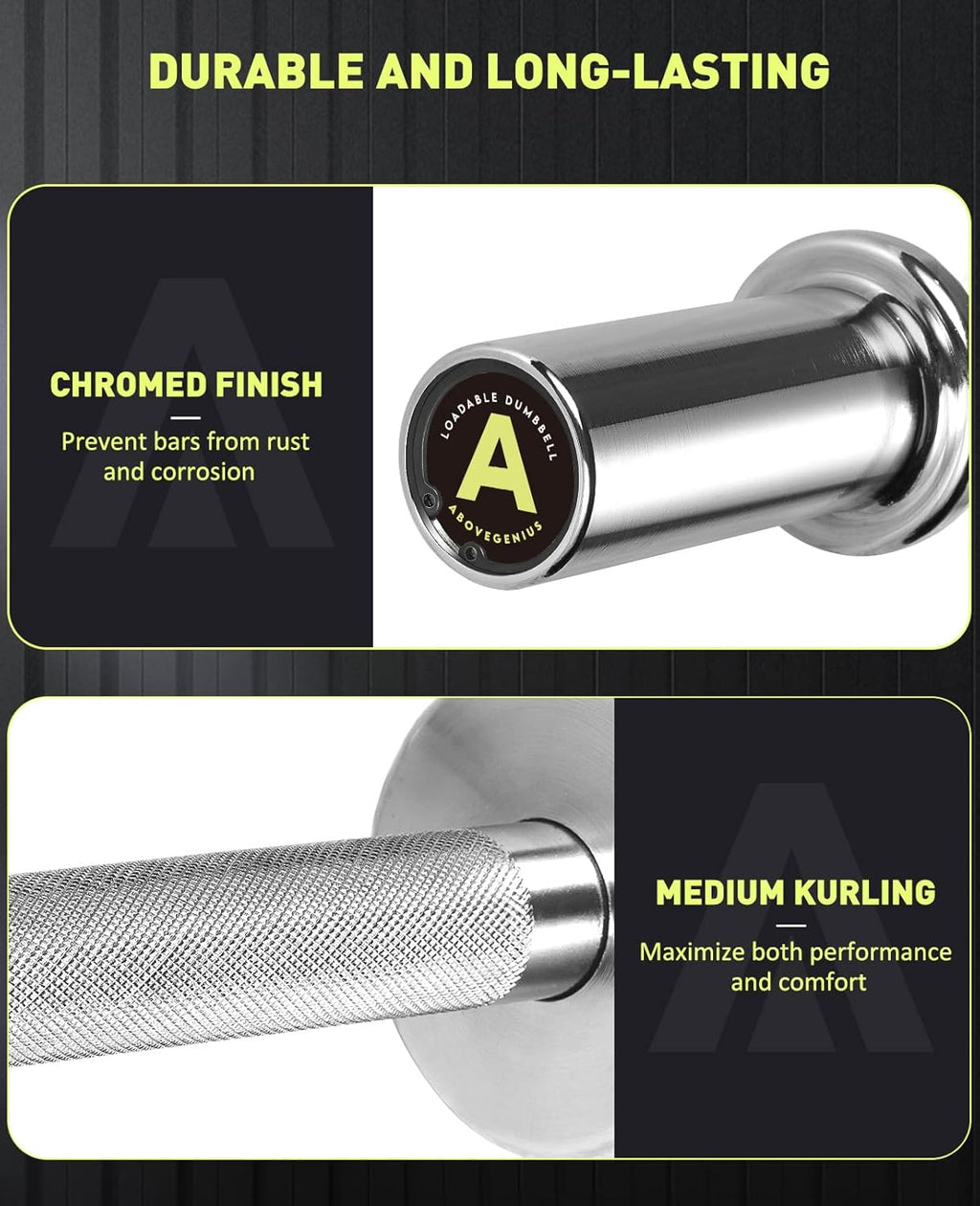 16" Olympic Dumbbell Handles Loadable Dumbbell Bars with 2 Pair of Spring Collars Y7595