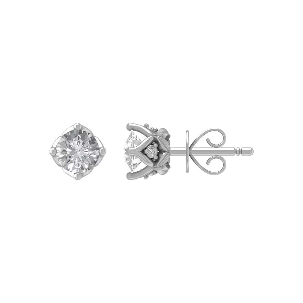 10K White Gold Diamond Solitaire Stud Earrings W638